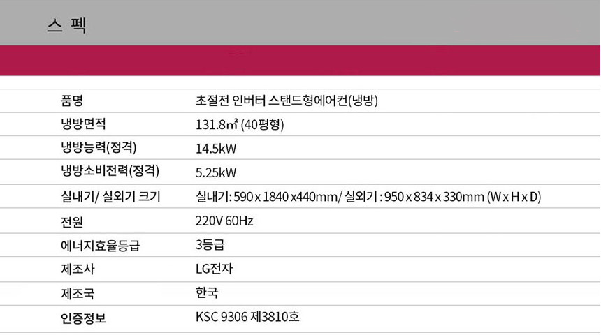 LG_상업용 에어컨_40평형스탠드_PQ1450T2FR 상세 이미지 2