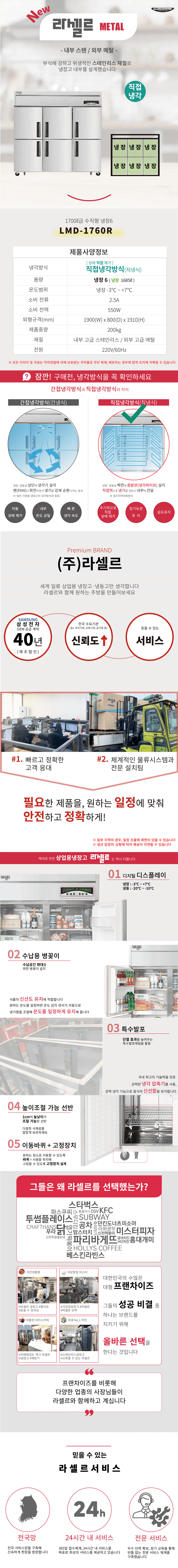 [라셀르] 직냉식 냉장고 1685L급 (36) LMD-1760R 상세 이미지 1