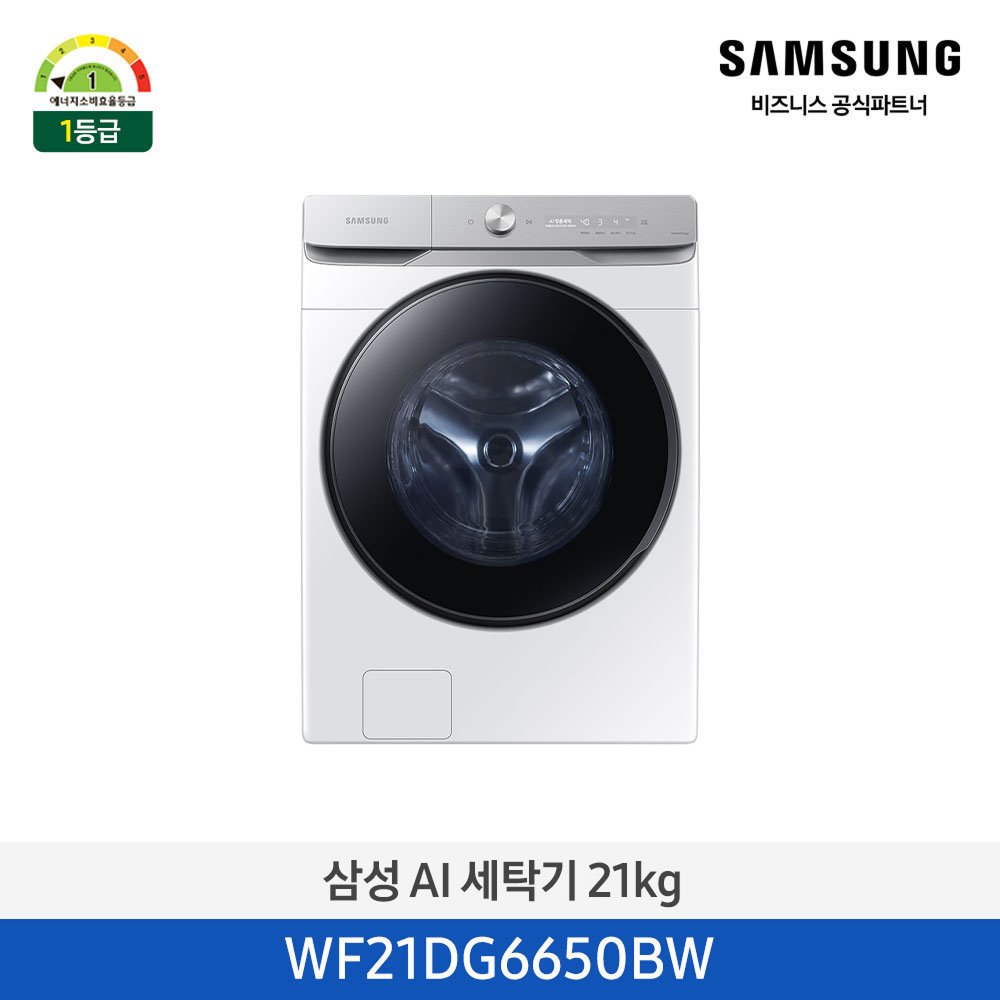 [삼성전자] 삼성 AI 세탁기 21kg 1등급 화이트 WF21DG6650BW [페이]