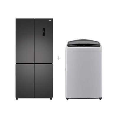 [LG+하이얼] 결합2종 통돌이 세탁기 17kg 미드프리 실버+냉장고 433L 스페이스 그레이 (T17DX3A+HRS445MNG)